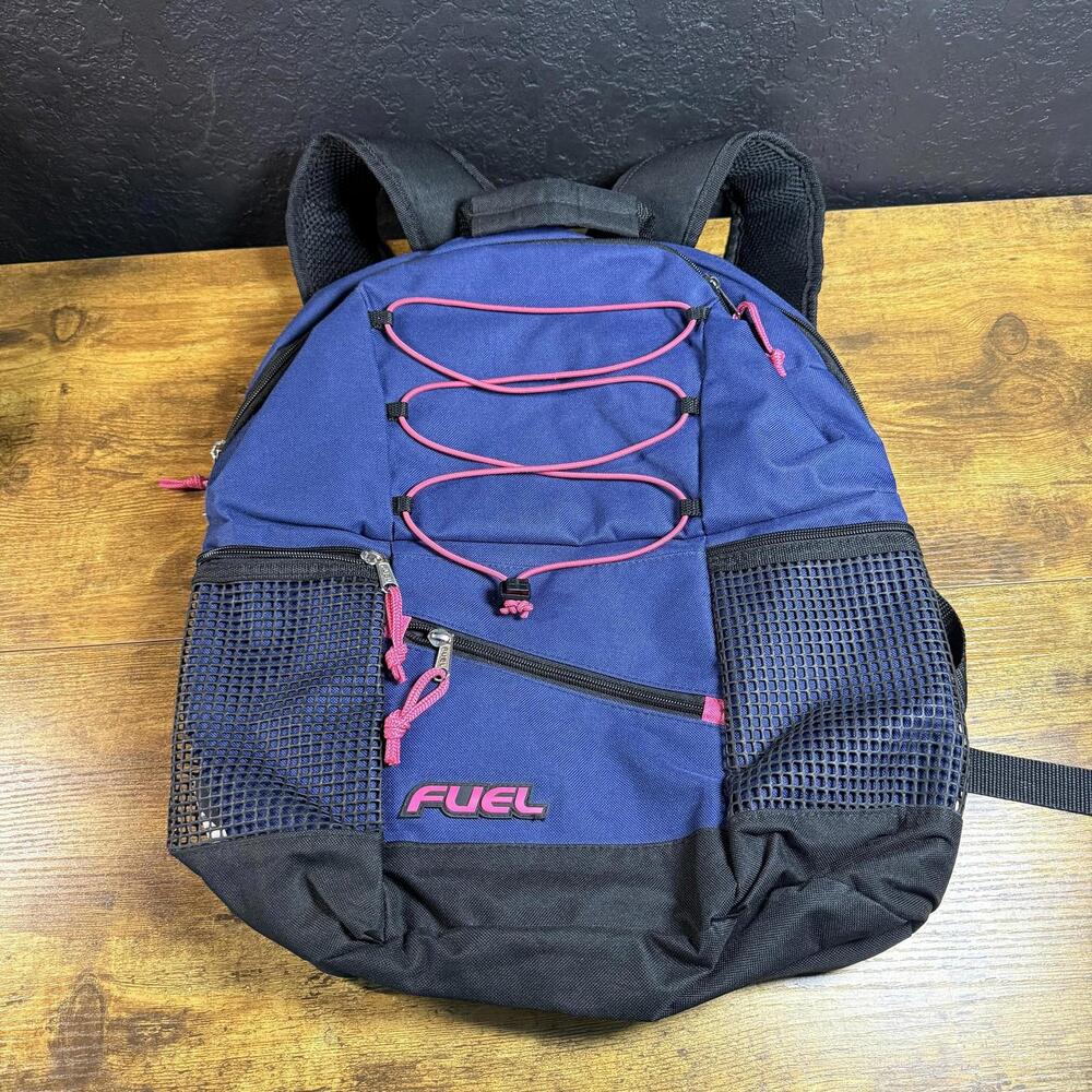 Fuel Bungee Front Backpack Blue Pink‎ Polyester School Travel Daypack Bag